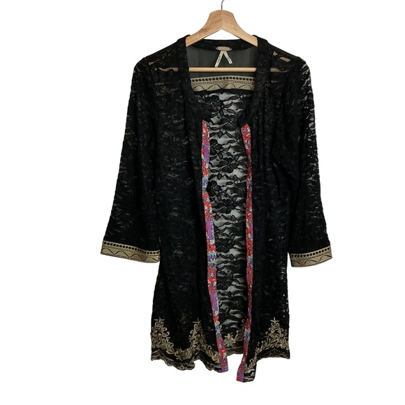gimmicks by BKE Tops - Gimmicks BKE Medium Black Floral Lace Cardigan Embroidered Whimsigoth Boho